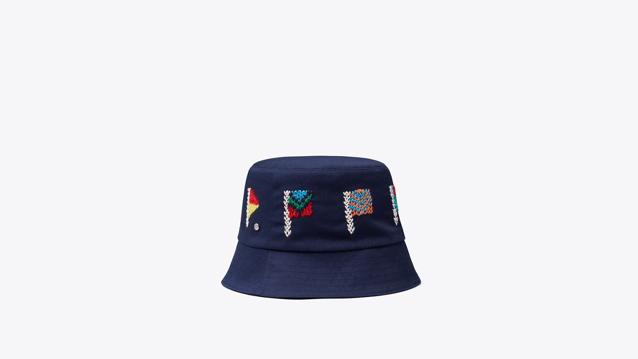 Bucket Hat with Flags Women's Designer Hats Tory Sport