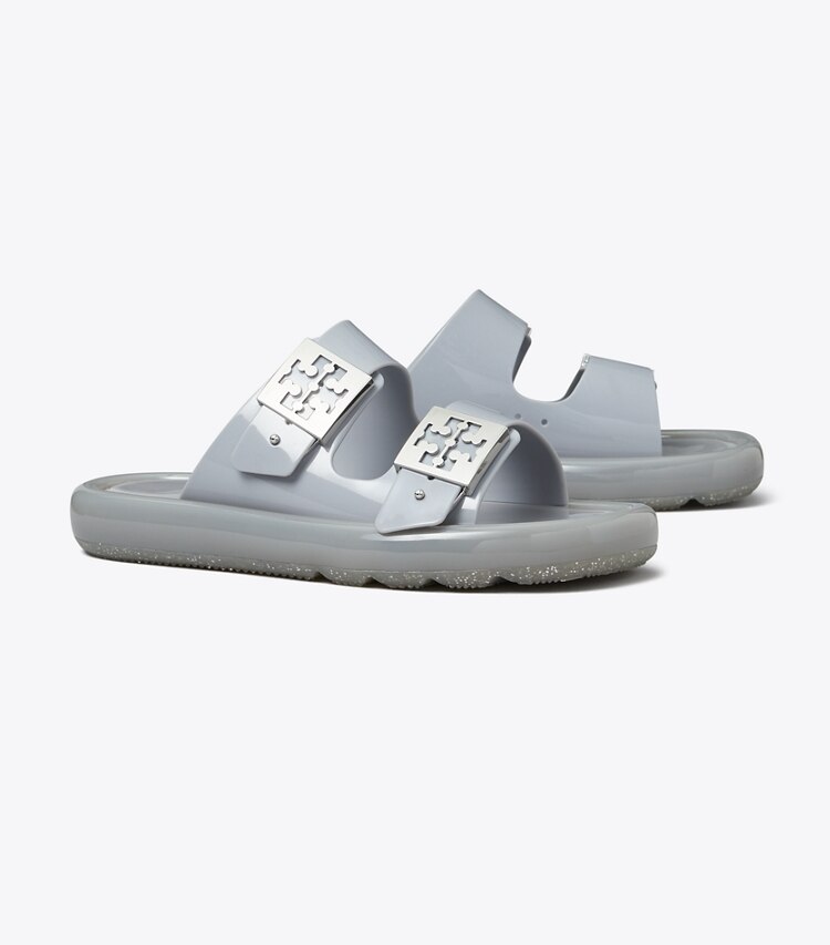 Tory Burch designer サンダル バックル バブルジェリー in LIGHT GRAY / SILVER angle