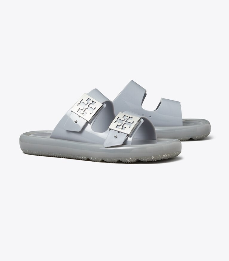 Tory Burch designer サンダル バックル バブルジェリー in LIGHT GRAY / SILVER angle