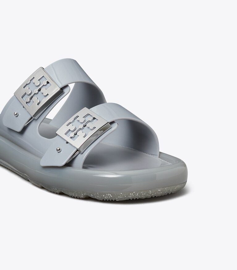 Tory Burch designer サンダル バックル バブルジェリー in LIGHT GRAY / SILVER angle
