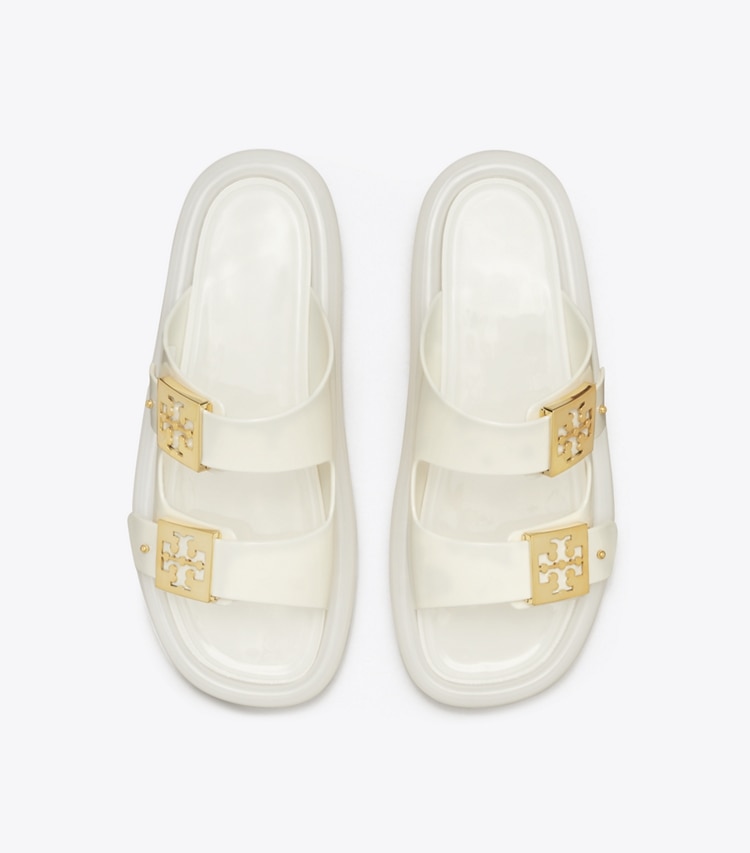Tory Burch designer sandals Buckle Bubble Jelly in IVORY / GOLD overhead