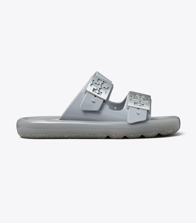 Tory Burch designer サンダル バックル バブルジェリー in LIGHT GRAY / SILVER angle