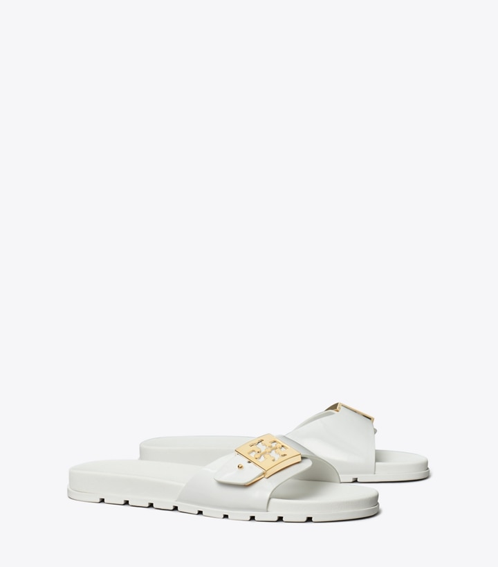Tory Burch designer サンダル バックル スライド in WHITE / WHITE / WHITE angle