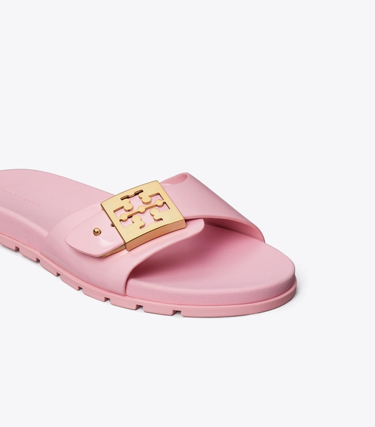 Tory Burch designer sandals Buckle Slide in ROSA CANDY / ROSA CANDY / ROSA CANDY angle