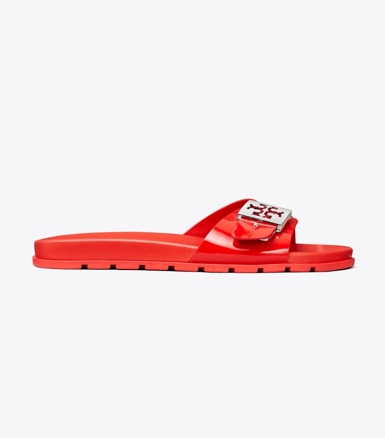 Tory Burch designer サンダル バックル スライド in LIPSTICK RED / SILVER side