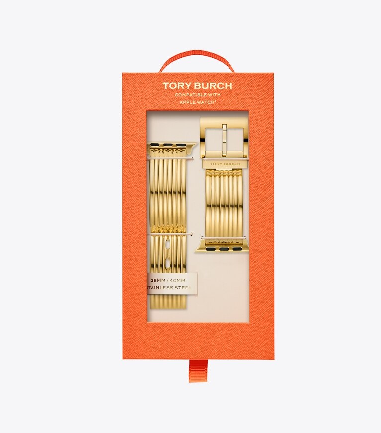 Tory Burch designer watches tory track smart watches Buddy Bangle Band for Apple Watch®, Gold-Tone, 38 MM – 40 MM in GOLD front