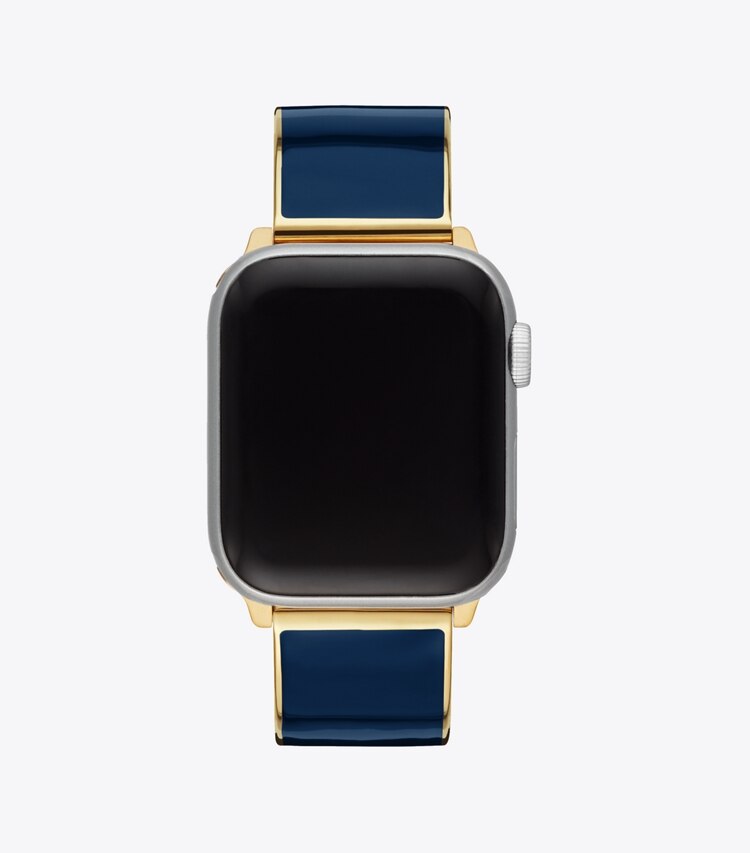 Tory Burch designer watches tory track smart watches Buddy Bangle Band for Apple Watch®, Gold-Tone/Navy, 38 MM x 40 MM in NAVY/GOLD back