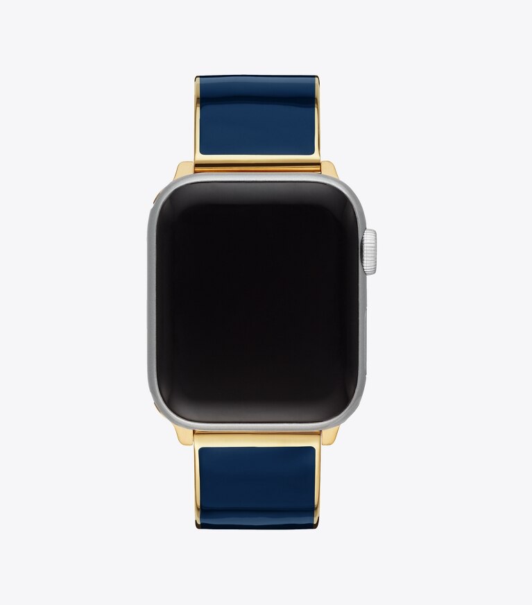 Tory Burch designer watches tory track smart watches Buddy Bangle Band for Apple Watch®, Gold-Tone/Navy, 38 MM x 40 MM in NAVY/GOLD front