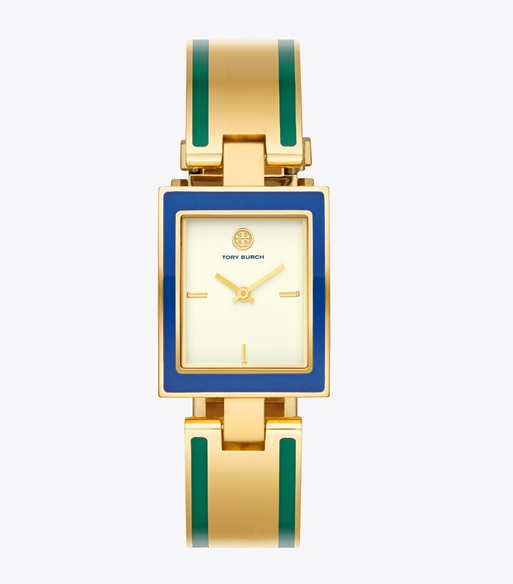 Buddy Bangle Watch, Gold-Tone/Multi-Color/Cream, 26 X 32 MM: Women's  Designer Strap Watches | Tory Burch