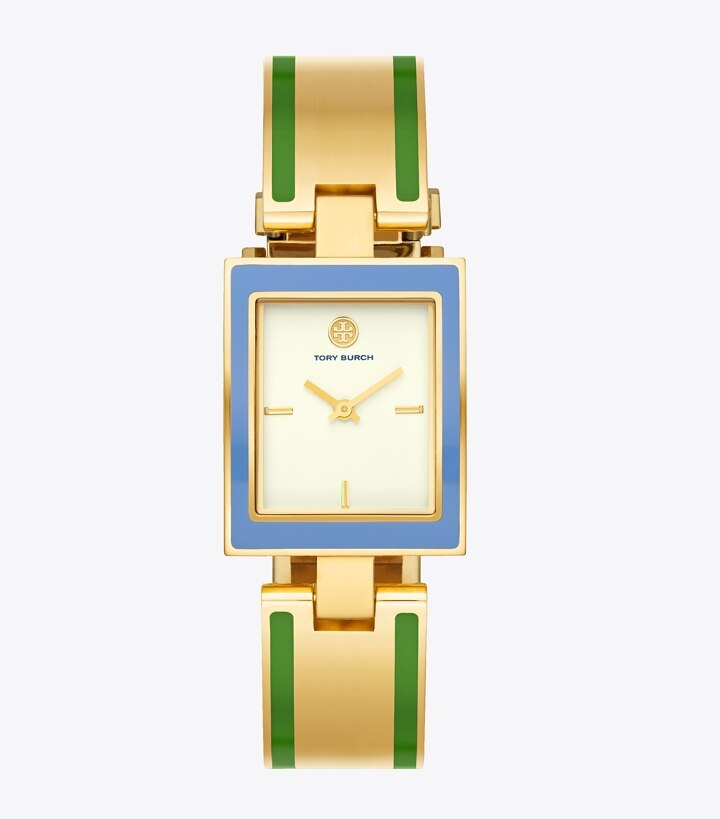 Buddy Bangle Watch, Gold-Tone/Multi-Color Stainless Steel, 26 x 32 MM:  Women's Designer Strap Watches | Tory Burch
