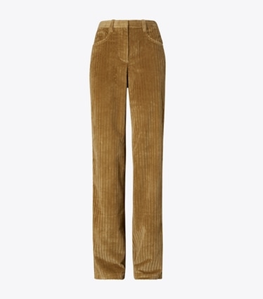 Tory Burch designer bottoms Buddy Corduroy Pant in Grain front