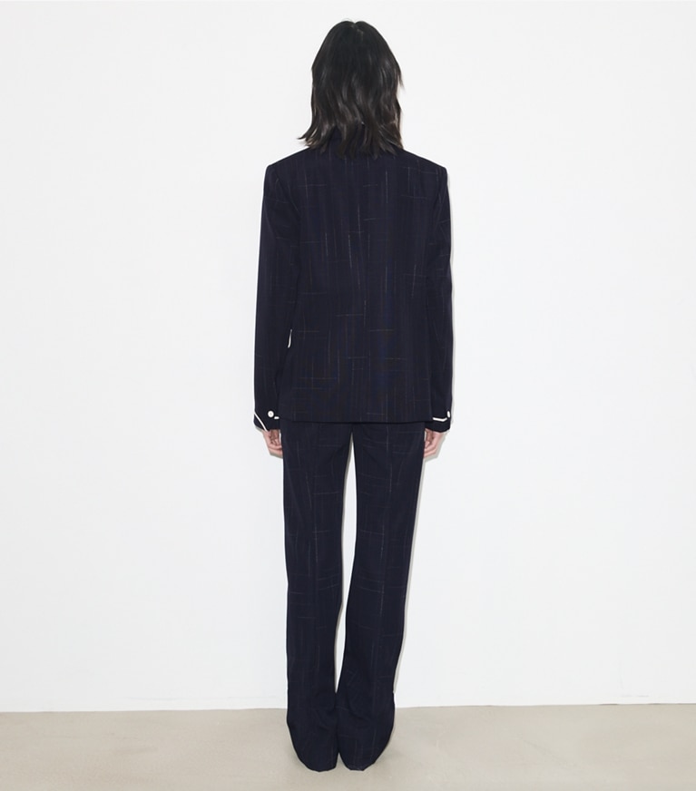 Tory Burch designer jacken Buddy Wolljacke in Dark Navy / Copper on model back