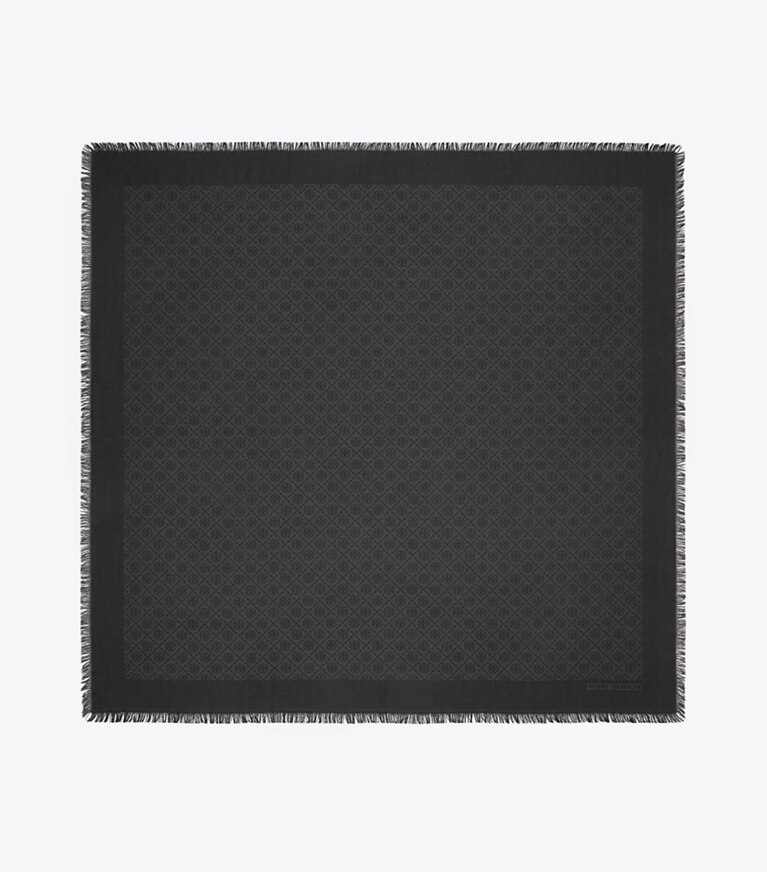 Tory Burch diseñador bufandas Bufanda de viaje de jacquard con monograma de T en Black vista superior