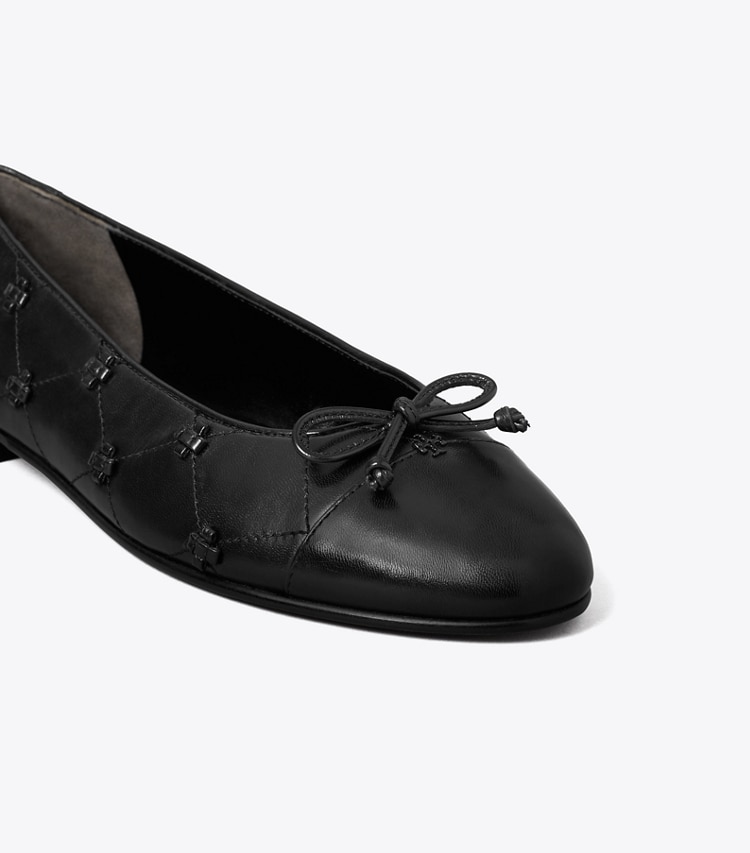 Tory Burch designer flats Bunny Knot Cap-Toe Ballet Flat in PERFECT BLACK / PERFECT BLACK detail