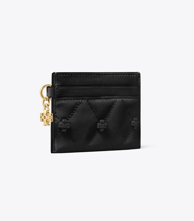 Tory Burch designer card cases Bunny Knot Card Case in Black angle