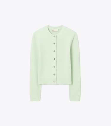Tory Burch designer sweaters Bunny Knot Cashmere Cardigan in Mint front