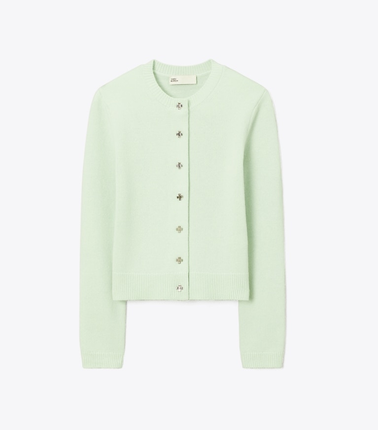 Tory Burch designer sweaters Bunny Knot Cashmere Cardigan in Mint front