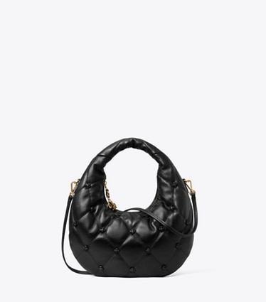 Tory Burch designer crossbody bags Bunny Knot Crescent Bag in BLACK front
