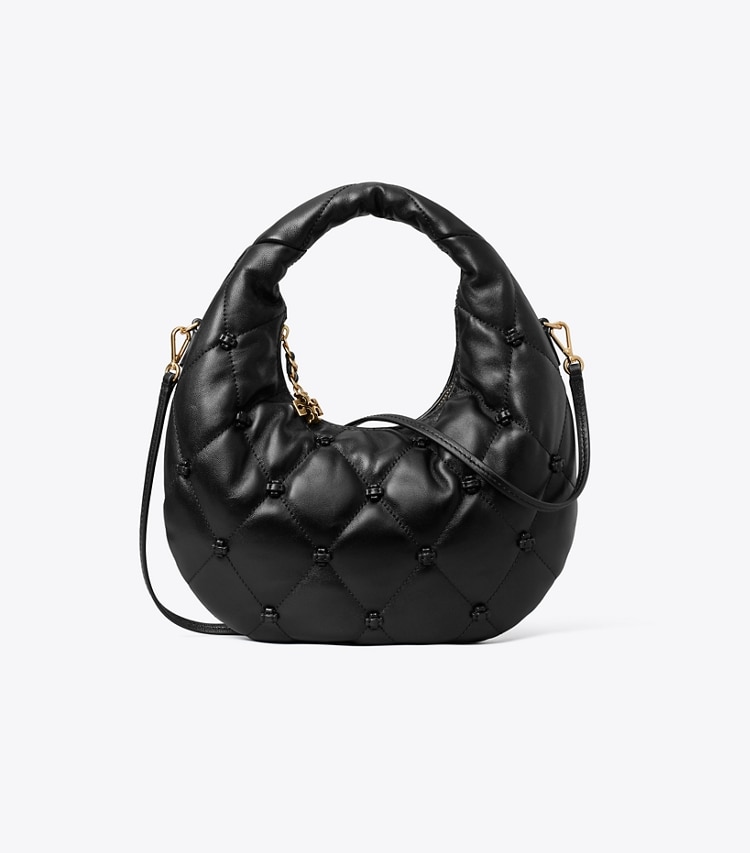 Tory Burch designer crossbody bags Bunny Knot Crescent Bag in BLACK front