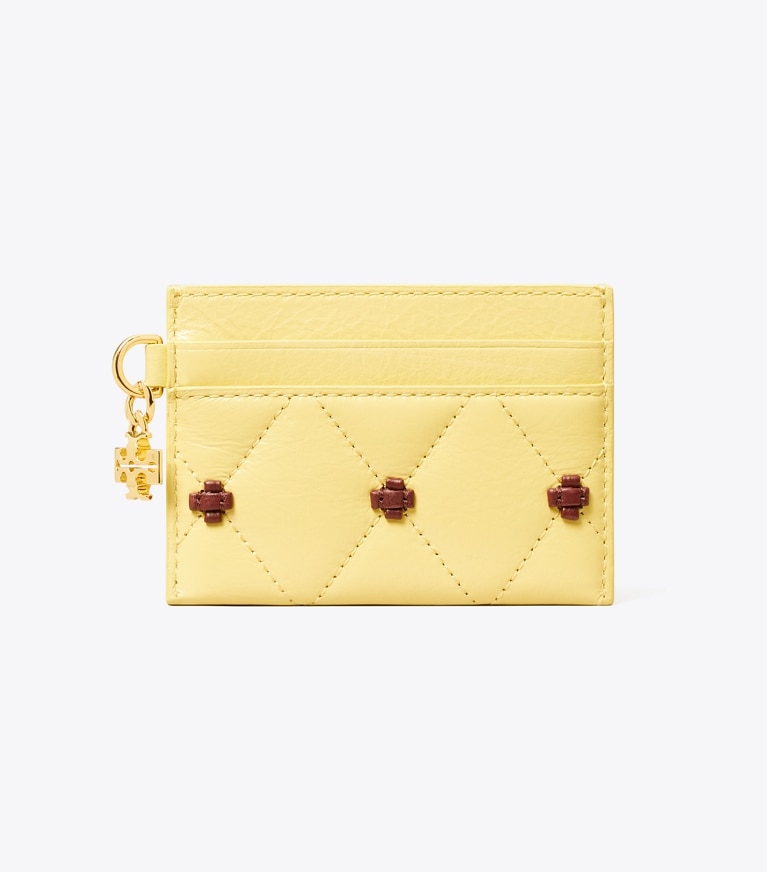 Tory Burch designer card cases Bunny Knot Patent Card Case in Beeswax front