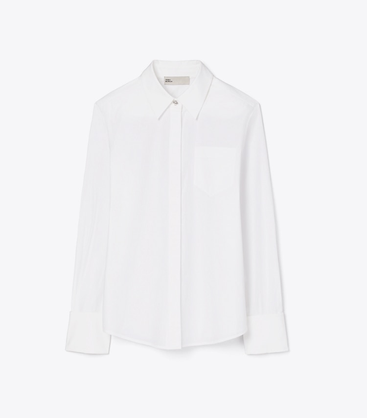 Tory Burch designer tops Bunny Knot Poplin Shirt in White front