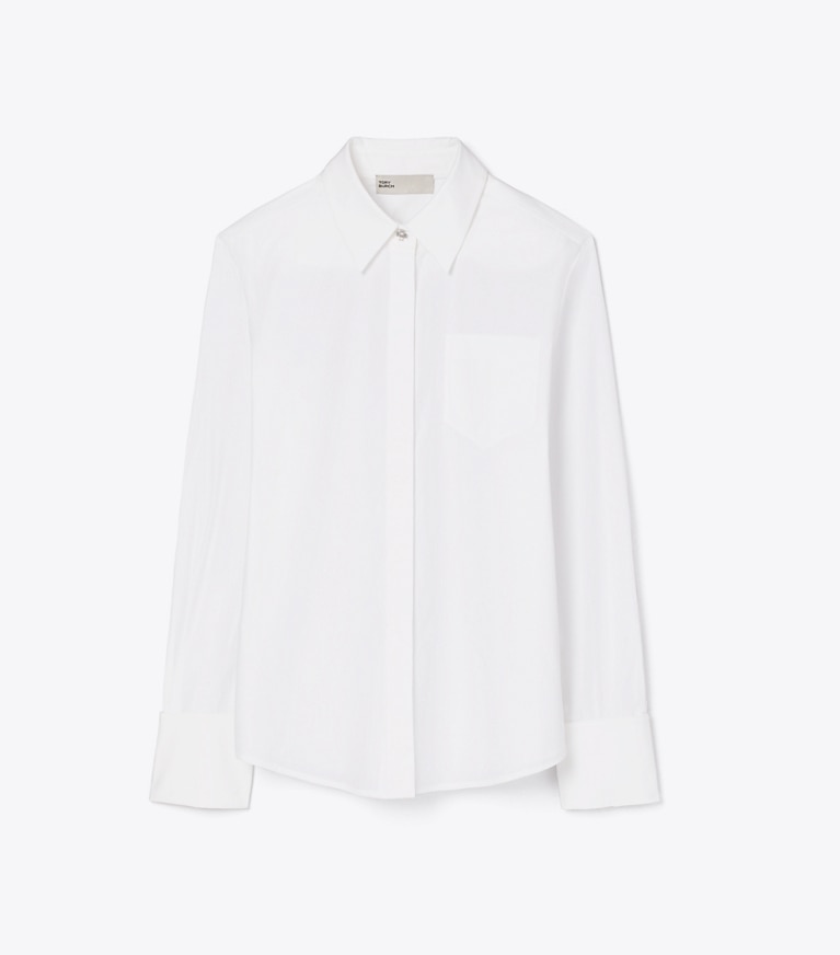 Tory Burch designer tops Bunny Knot Poplin Shirt in White front