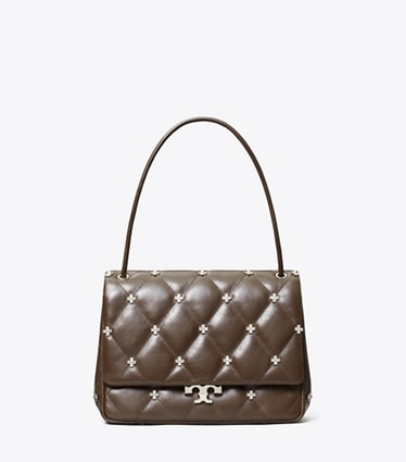 Tory Burch designer shoulder bags Bunny Knot Runway Shoulder Bag in Mocha Shadow front