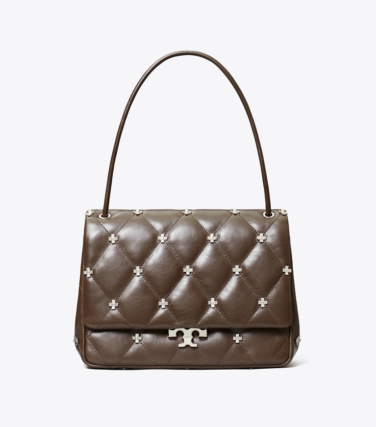 Tory Burch designer shoulder bags Bunny Knot Runway Shoulder Bag in Mocha Shadow front