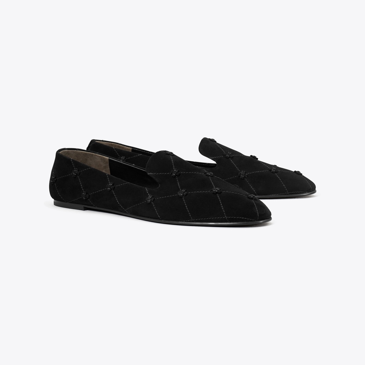 Bunny Knot Smoking Slipper in black | Tory Burch