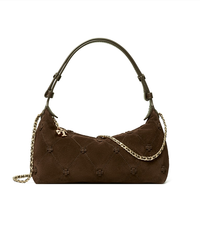Tory Burch designer crossbody bags Bunny Knot Suede Pochette in Dark Cocoa additional