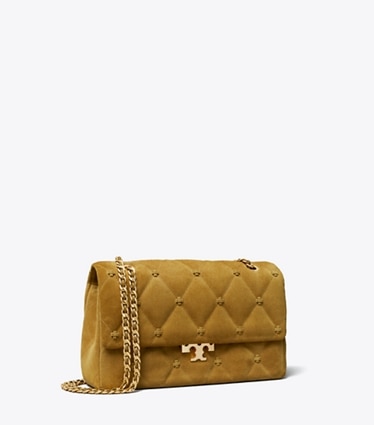 Tory Burch designer shoulder bags Bunny Knot Suede Shoulder Bag in Toffee angle