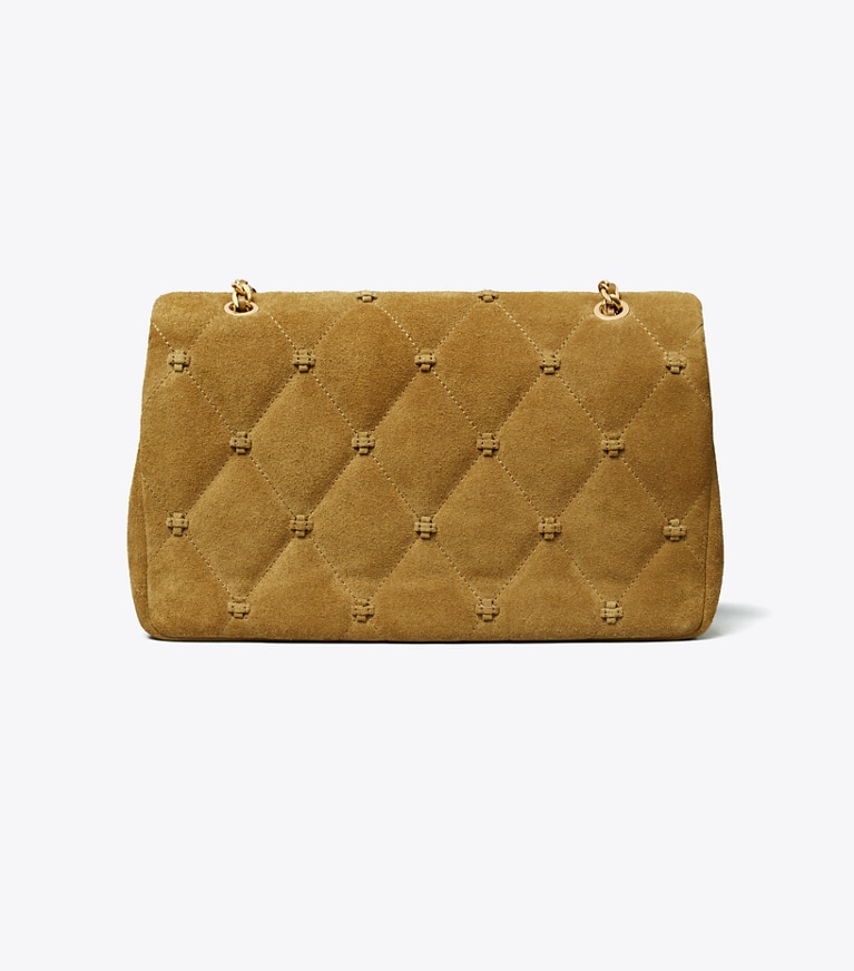 Tory Burch designer shoulder bags Bunny Knot Suede Shoulder Bag in Toffee back
