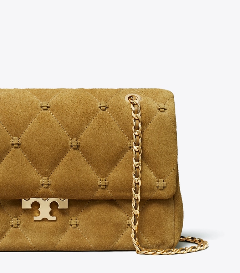 Tory Burch designer shoulder bags Bunny Knot Suede Shoulder Bag in Toffee detail