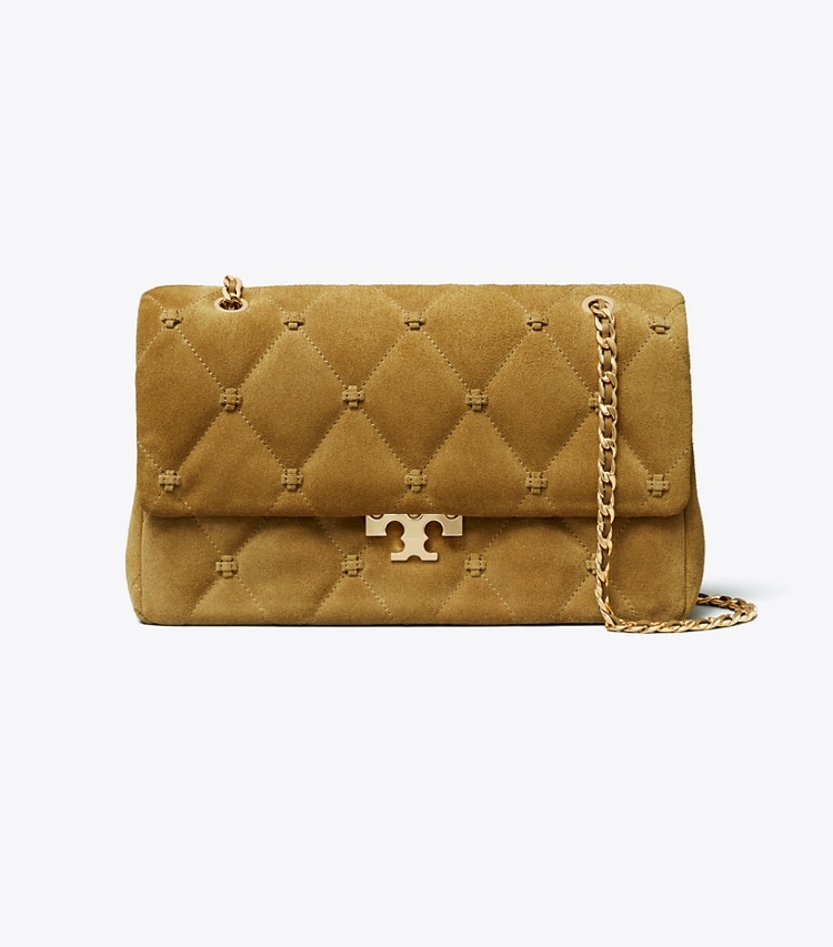 Tory Burch designer shoulder bags Bunny Knot Suede Shoulder Bag in Toffee front