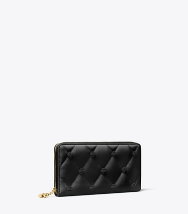 Tory Burch designer wallets Bunny Knot Zip Continental Wallet in Black angle