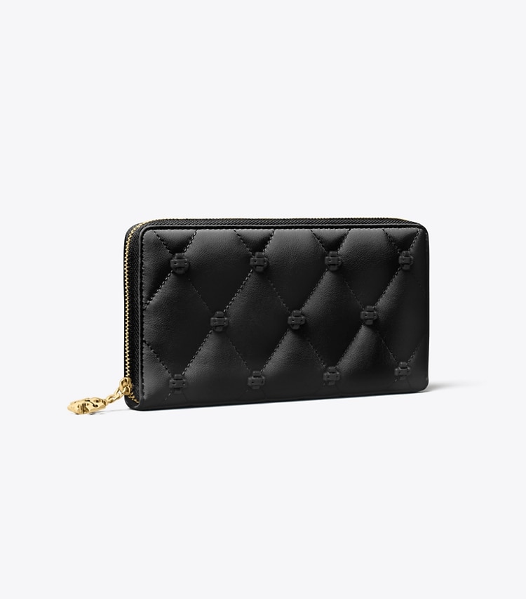 Tory Burch designer wallets Bunny Knot Zip Continental Wallet in Black angle
