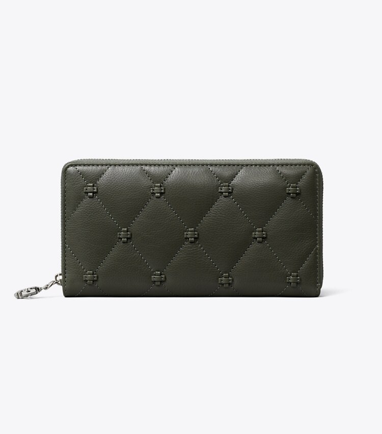 Tory Burch designer 財布 バニーノット ジップ コンチネンタル ウォレット in Obsidian front