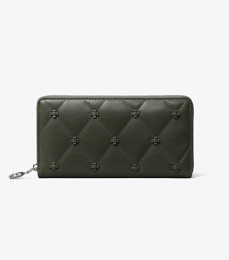 Tory Burch designer 財布 バニーノット ジップ コンチネンタル ウォレット in Obsidian front