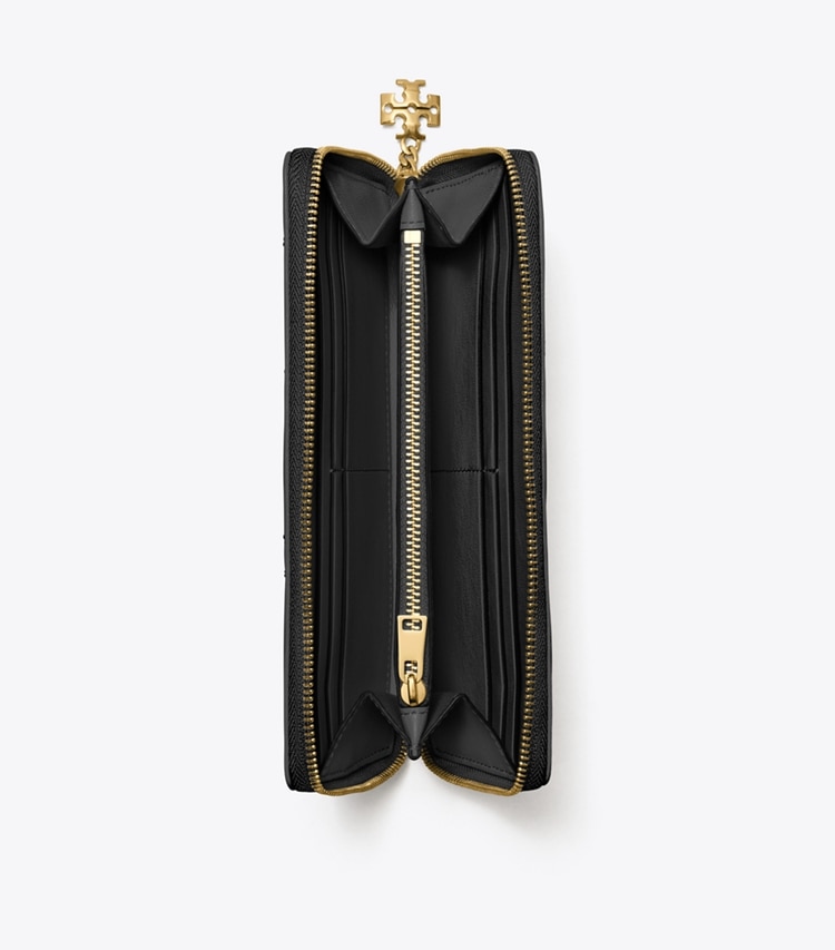 Tory Burch designer wallets Bunny Knot Zip Continental Wallet in Black overhead