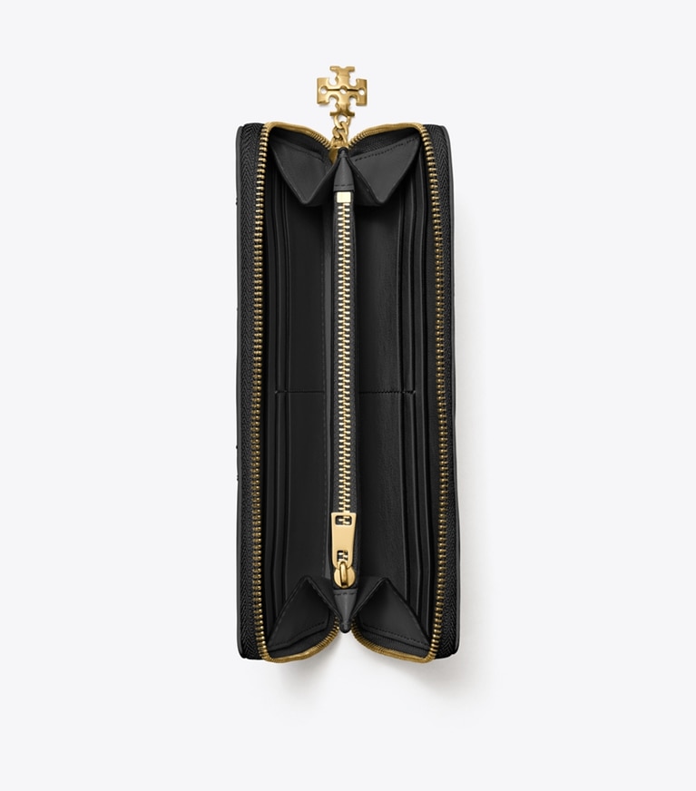 Tory Burch designer wallets Bunny Knot Zip Continental Wallet in Black overhead
