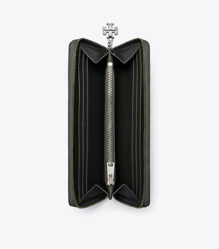 Tory Burch designer 財布 バニーノット ジップ コンチネンタル ウォレット in Obsidian オーバーヘッド
