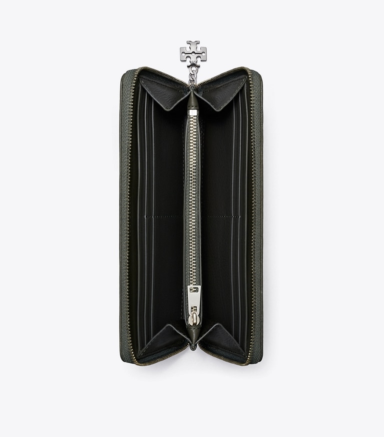 Tory Burch designer 財布 バニーノット ジップ コンチネンタル ウォレット in Obsidian オーバーヘッド
