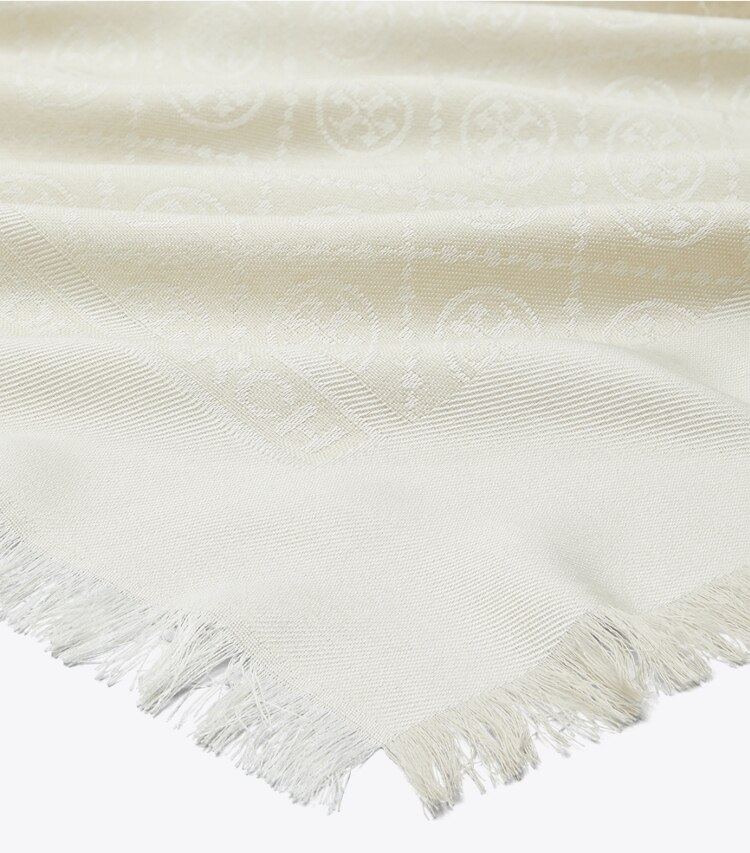 Tory Burch designer sciarpe Bustina da viaggio in jacquard T Monogram in NEW IVORY dettaglio