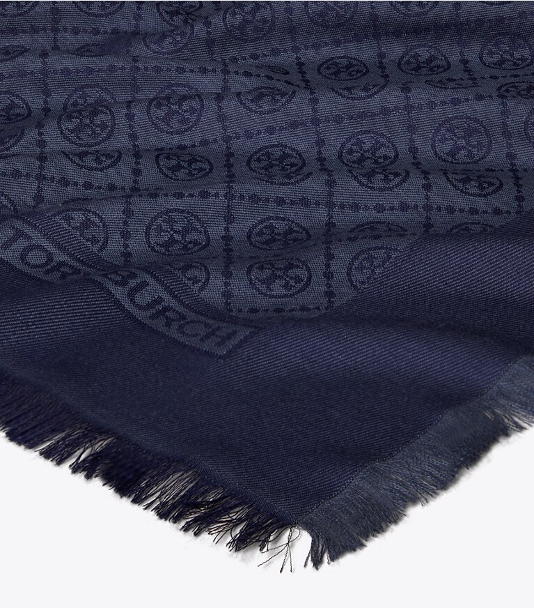 Tory Burch designer sciarpe Bustina da viaggio in jacquard T Monogram in Tory Navy superiore