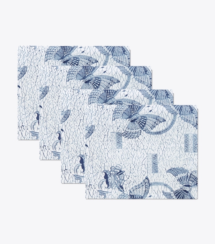 Tory Burch designer linens Butterfly Batik Cocktail Napkin, Set of 4 in Multi group