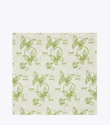 Tory Burch designer linens Butterfly Batik Dinner Napkin, Set of 4 in Green front