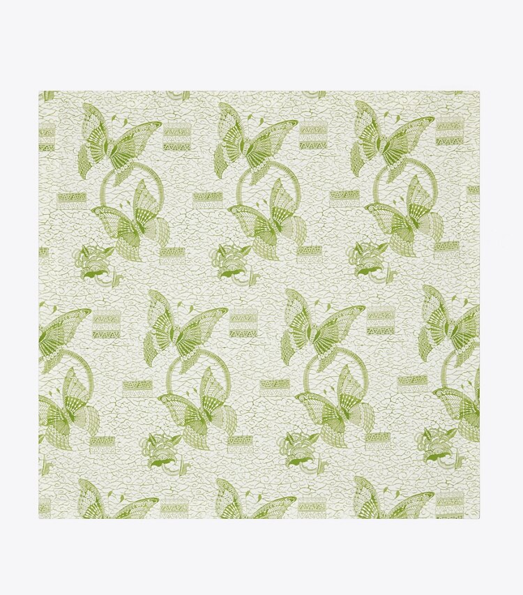 Tory Burch designer linens Butterfly Batik Dinner Napkin, Set of 4 in Green front
