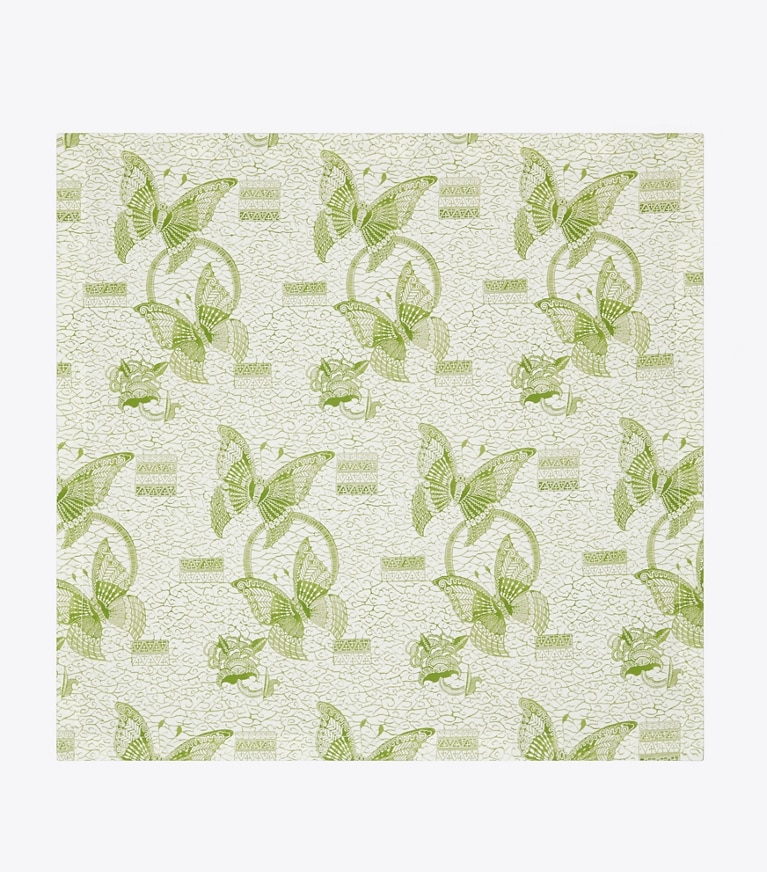 Tory Burch designer linens Butterfly Batik Dinner Napkin, Set of 4 in Green front