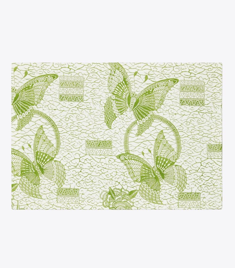 Tory Burch designer linens Butterfly Batik Placemat, Set of 4 in Green front