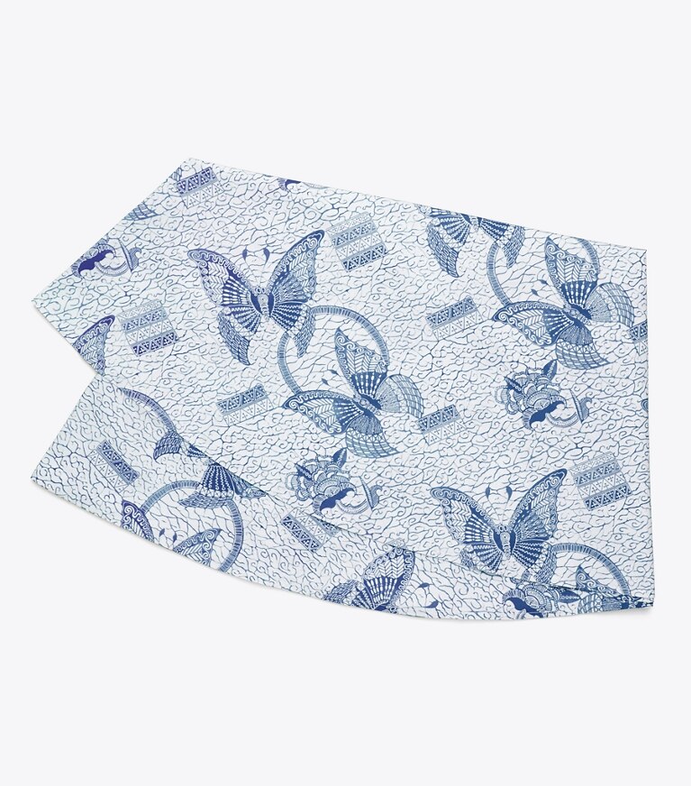 Tory Burch designer linens Butterfly Batik Round Tablecloth, 90" in Multi front